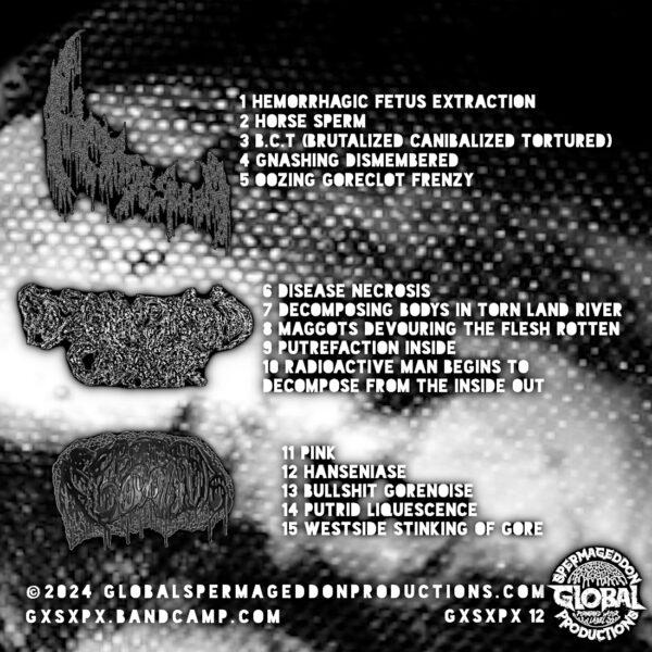 Horse Sperm / Decomposed Cadaver / Sebopsoroasis - Westside Bloodbath Split '24 back cover